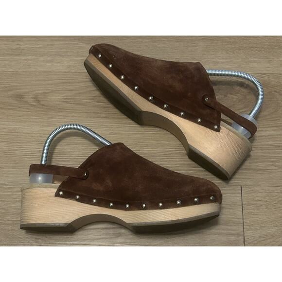Ancient Greek Sandals Women's Brown Studded Suede Clogs Shoes - Size 40 EU / 9.5 - Picture 3 of 8